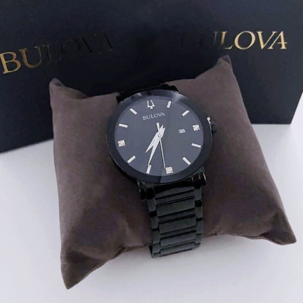 Bulova Men New 42mm Black Dial 3Hand Quartz Watch